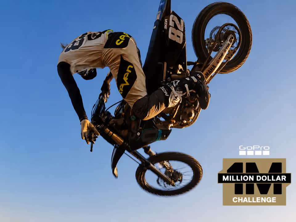 GoPro Million Dollar Challenge artwork featuring a motocross rider in mid-air